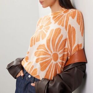 Marine Layer Orange Floral Crewneck Sweater